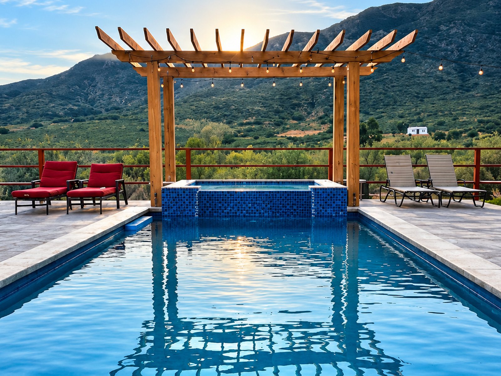 Shared estate pool and hot tub