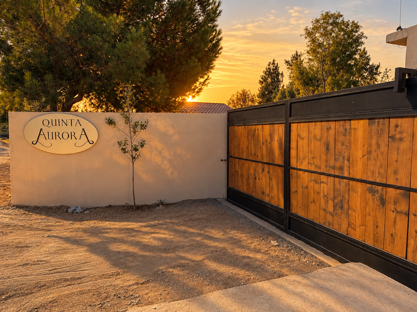 Quinta Aurora entrance at sunset